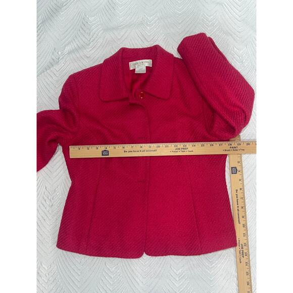 Vintage Jones New York Wool Jacket 10P – Hot Pink Textured Button Front Coat - Picture 9 of 12